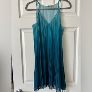 RAMY BROOK Aquamarine Blue Sleeveless Pleated Ombre Dress Size S NWOT
